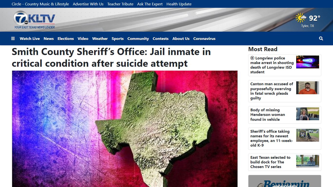 Smith County Sheriff’s Office: Jail inmate in critical ...